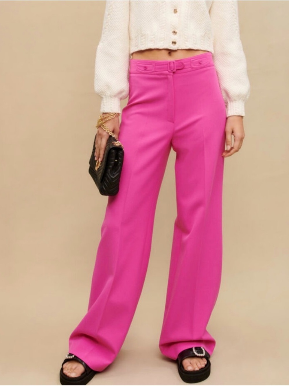 Maje Wide-Leg Trousers in Vibrant Fuchsia